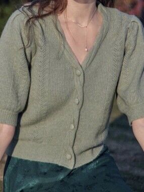 Simple Retro Soft Sage Green Button-Front Women's Sweater Cardigan